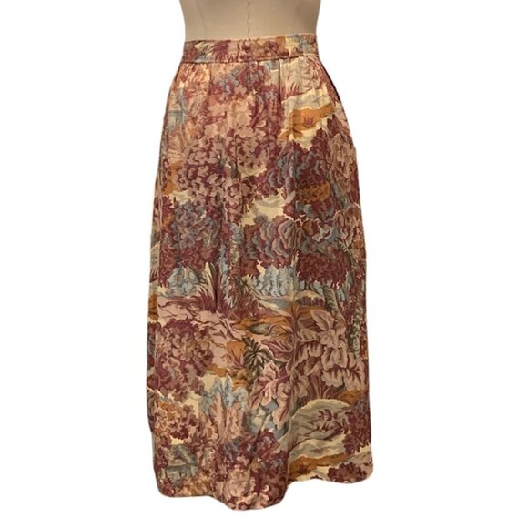 Evan Picone Petites Midi Skirt French Country Floral Tapestry Pockets 12P #208K - Picture 5 of 7